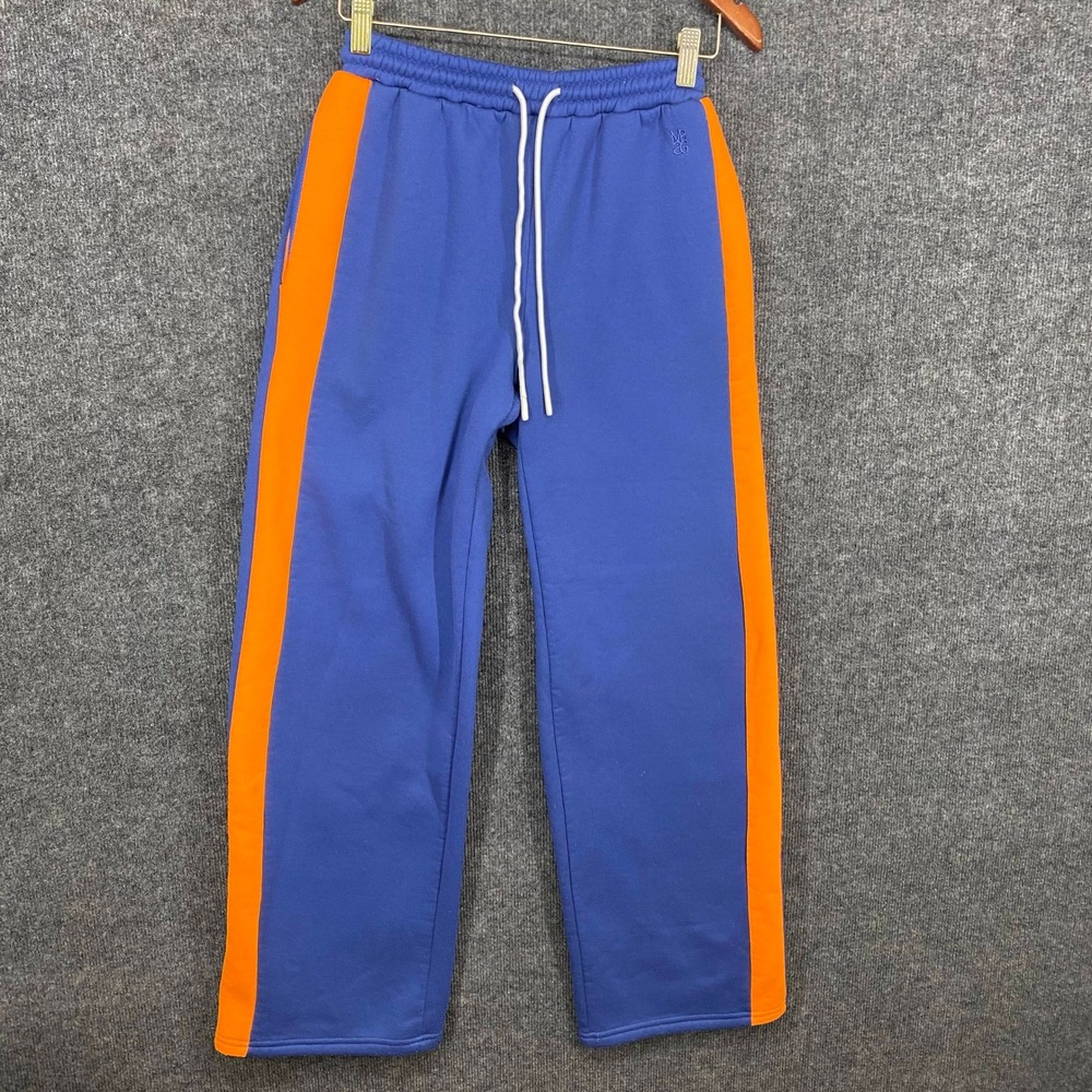 Missguided Blue Orange Colorblock Wide Leg Sweatpants Joggers Small